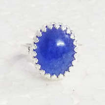 Natural Blue Chalcedony Gemstone Ring, Birthstone Ring, 925 Sterling Silver Ring - £40.89 GBP