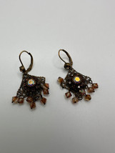 Vintage 14k GF Crystal Dangle Earrings 4cm - £25.18 GBP