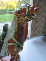 Terracota Chinese horse, gorgeous colors, vibrant 19&quot; tall by 21&quot; long heavy! - £198.45 GBP