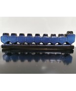 Vintage Rare Blue Black Hanukkah Judaica Jewish Israel Ceramic Menorah 7... - $75.96 CAD