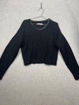 ZARA Knit Alpaca Blend Crop Sweater Chain Collar L Neutral Minimalist Modern - $38.88