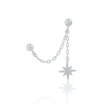 925 Sterling Silver Two Circle Hoop Earrings For Women Zircon Star Pendant Chain - £10.50 GBP