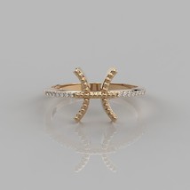 Pisces Ring 0.07Ct Natural Diamond 14k Solid Gold Constellation ring Zodiac Ring - £278.84 GBP