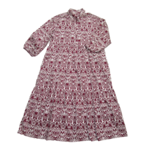 NWT Anthropologie Maeve The Bettina in Wine Bordeaux Ikat Tiered Shirt Dress L - £101.20 GBP