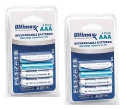 8 Pack AAA NiMH Rechargeable Batteries 1100mAh - £11.18 GBP