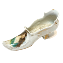 Antique Victorian Porcelain Fancy Shoe Planter Gold Guilding 6.75 x 3.25&quot; - £12.90 GBP