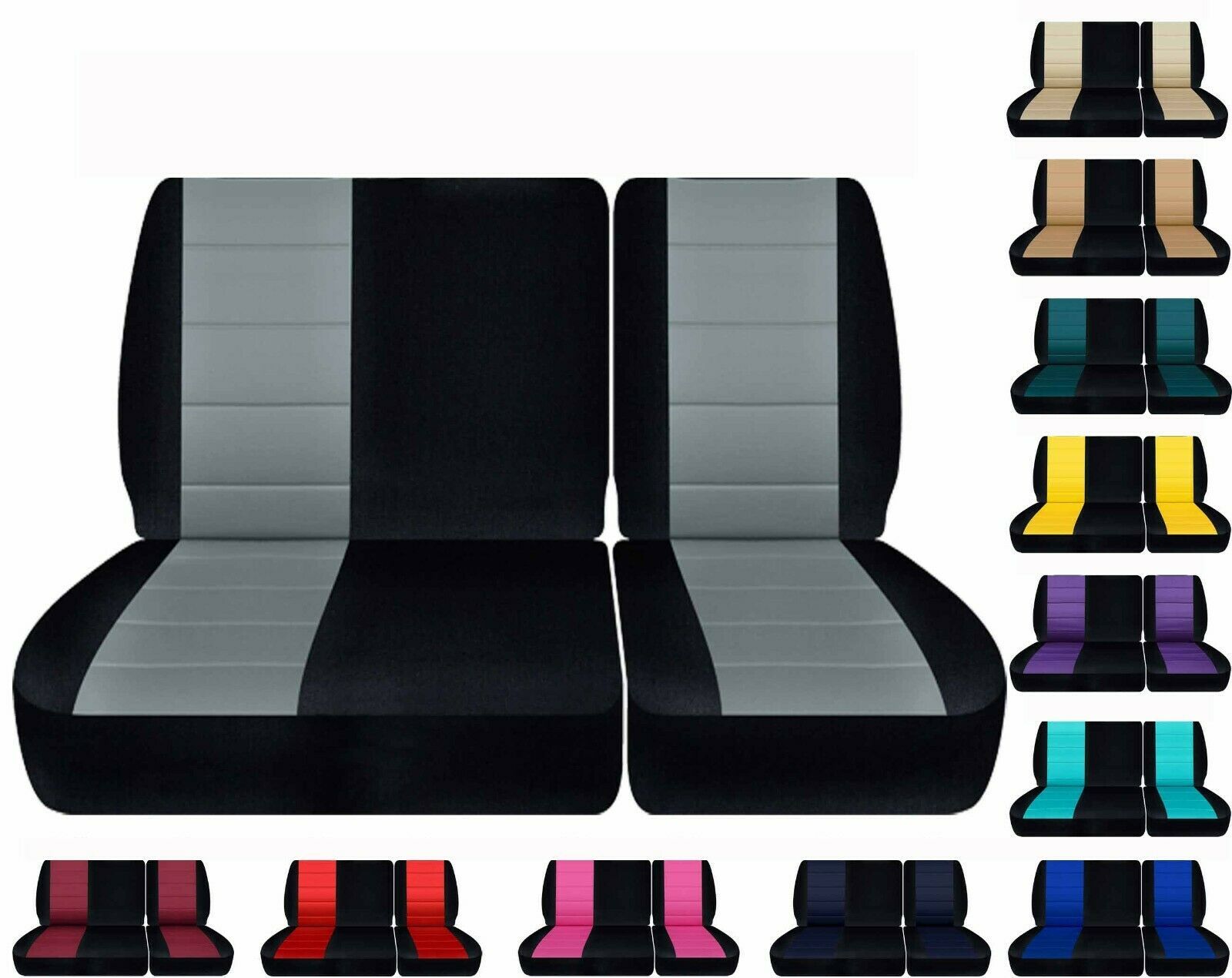 Car seat covers Fits 88-91 Chevy C/K 1500 truck 40/60 front bench, NO headrests - $84.99
