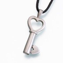White Bronze Key to My Heart Memorial Jewelry Pendant Funeral Cremation Urn - £97.52 GBP