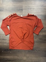 Stitch Wurks Orange Quarter Sleeve Knot Sweater Blouse Size Small - $9.14