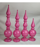 Set of 4 Large Tabletop Finials - Pink Plastic - Yard Porch Ornaments - £31.31 GBP