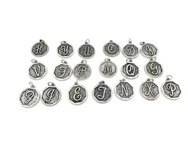 Lot 44pcs Pendant Dangle Charm round Letters Jewelry finding DIY c185-2 - £7.90 GBP