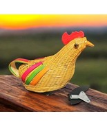 Vintage Lemezarugyar Wind-Up Woven Rattan Rooster w/Key Budapest Hungary... - €49,61 EUR