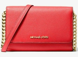 Michael Kors Jet Set Chain Crossbody Coral Red Leather 35T0GTVC8L NWT $298 FS - £79.36 GBP