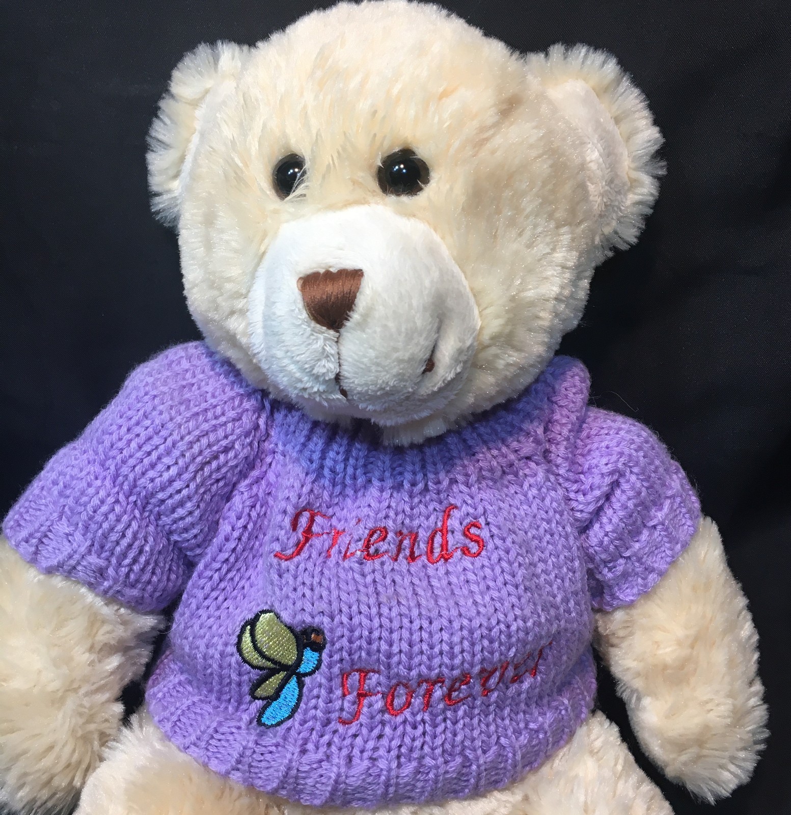 Primary image for Animal Alley Teddy Bear Friends Forever Purple Knit Sweater Plush Stuffed Toy