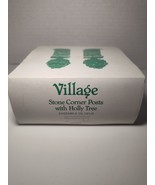 Dept 56 VILLAGE STONE CORNER POSTS WITH HOLLY TREE #52649- RETIRED - $275.96 MXN