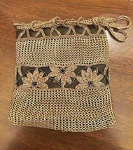 RARE Nancy Bacich Bag of Gold Mesh w/ Satin Beaded Flower - A Work of Ar... - $188.00