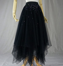 Black Layered Tulle Skirt Outfit Women Plus Size A-line Long Tulle Skirt image 5