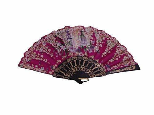 Primary image for Foldable Raw Silk Printing Folding Fan No.3800 BLK-SATIN-LOTUS (2, Multicolor)
