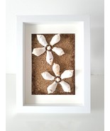 Framed  Painting Flowers with Seashells Pebbles and Driftwood by Jania  - $70.00