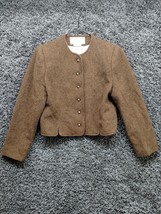Vintage John Meyer Wool Blazer Women Petite 10 Brown Button Up Front Lin... - £21.84 GBP