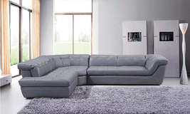 397 Italian Leather Sectional Grey Color in Left H - £3,767.84 GBP