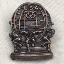 USA Olympic Pin Copper Tone Atlas Globe - £7.93 GBP