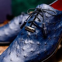 Criss Genuine Ostrich Quill Classic Dress Oxford Shoes Navy image 11