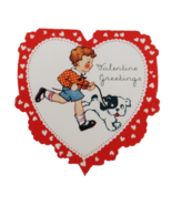 1930&#39;s Valentines Day card boy with his dog &quot;Valentine Greetings&quot; - $7.99