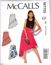 McCall's M7725 Misses 6 to 14 Asymmetrical  Skirts Sewing Pattern New - $13.91