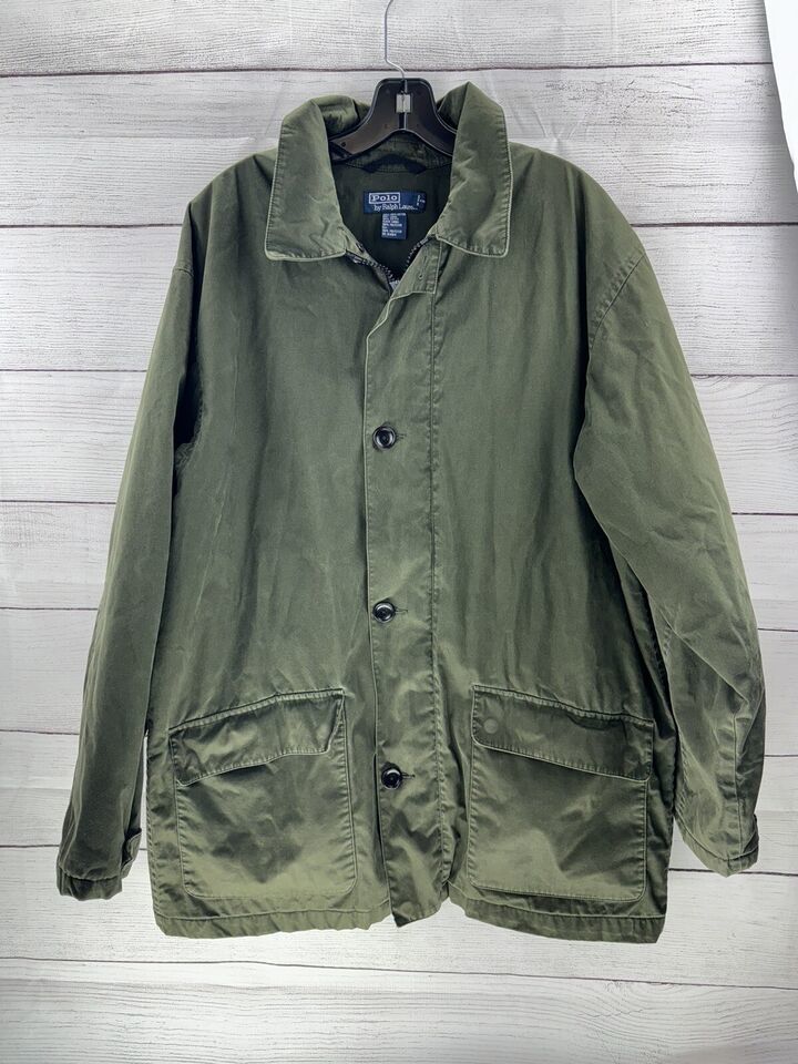 Primary image for Polo Ralph Lauren Green Cotton Twill Brushed Cotton Lined Jacket Large Vintage