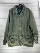 Polo Ralph Lauren Green Cotton Twill Brushed Cotton Lined Jacket Large Vintage - $74.79