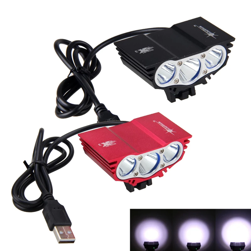 Waterproof 3XLED Bicycle Light Front Bike Head Light with USB Line Night Cycling - £17.31 GBP
