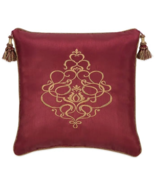 Veratex Byzantine Embroidered Red Tasseled 18-inch Square Decorative Pillow - £31.25 GBP