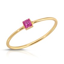 14K Solid Gold Ring With Natural Princess Cut Bezel Set Pin Sapphire - £187.84 GBP