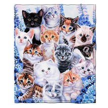 Collage Kitten Fleece Blanket For Bed, 50&quot; X 60&quot; Cute Fleece Throw Blanket For G - £33.80 GBP