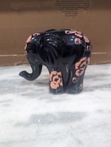 Glazed Ceramic Elephant Pier 1 Decor, Cobalt Blue Floral Figurine, 7&quot; Tall, - $16.83