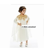 Stylish White Moroccan New Georgette Wedding Kaftan Maxi  Kids Long Gown... - £56.65 GBP