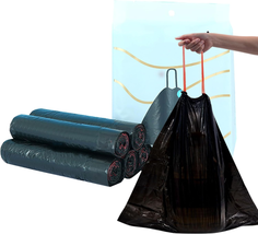 45 Count 4 Gallon Black Mini Drawstring Trash Bags with Faint Scent - £7.52 GBP