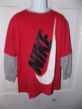 Nike Red &amp; Gray Layered Long Sleeve Shirt Size 6 Boy&#39;s EUC - £10.83 GBP
