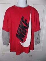 Nike Red &amp; Gray Layered Long Sleeve Shirt Size 6 Boy&#39;s EUC - £13.49 GBP