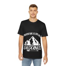 Adventure is Calling Men&#39;s Polyester Tee, Black and White Mountain Range... - £31.58 GBP+