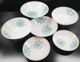 6 Pc Noritake Up-Sa Daisy Soup Cereal Dessert Bowls Set Vintage Floral J... - $88.77