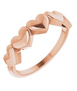 Genuine 14K Rose Gold Women&#39;s 5 Heart Minimalist Stackable Ring Size 7 - $667.00
