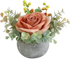 Rosscer Artificial Flowers Kit With Pot, Combination Of Fake Silk Orange... - £28.70 GBP