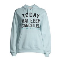 Wound Up Juniors &#39;Today Cancelled&#39; Graphic Hoodie Pullover Fleece Blue X... - $24.74