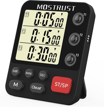 Digital Dual Kitchen Timer, 3 Channels Triple Countdown Timer for Cooking - $23.44