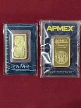 Gold Bars PAMP Suisse 1 Ounce + APMEX 1 Ounce Fine Gold 999.9 In Sealed Assay - £3,855.22 GBP