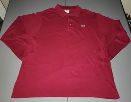 LACOSTE Men&#39;s Long Sleeve Cotton Polo Shirt Size 6 (XL) Red/Bordeaux Rea... - $24.25