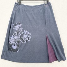 Life Is Good Skirt Womens Large Midi Blue Floral Stretchy Knit Coastal B... - $22.99