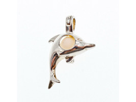 925 Sterling Silver Pearl Dolphin Pendant - $45.54